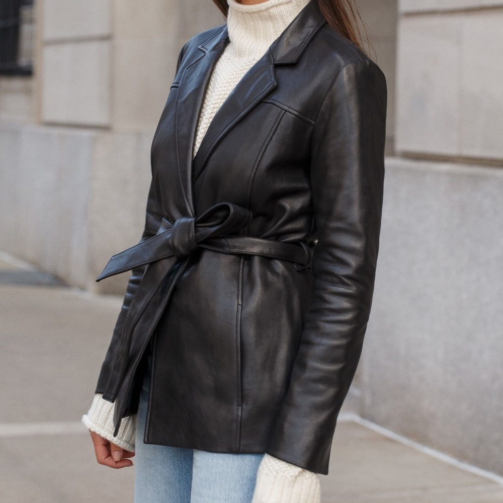 Reformation x Veda Park Leather Blazer - Picture 1 of 7
